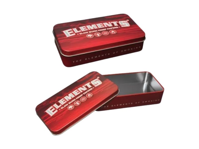 Elements Lata Rectangular Guardado Tin Case Red